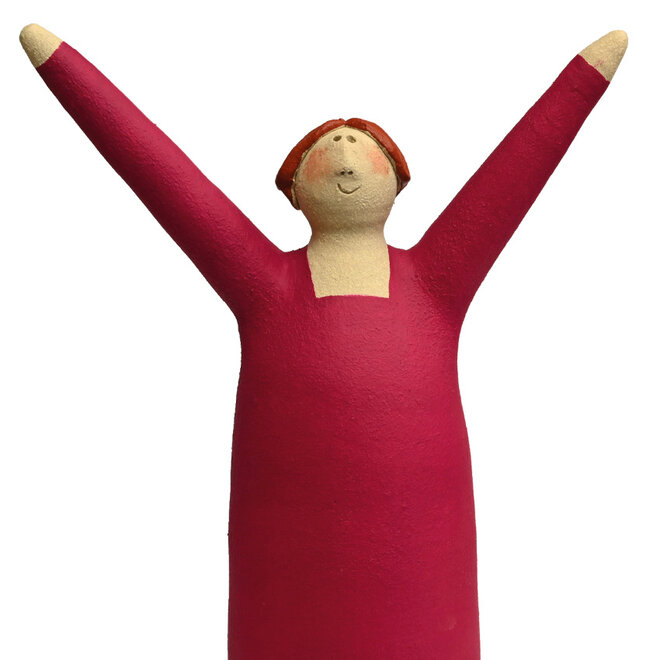 Vrolijke Vrouw, Freudenmädchen, Keramiek magenta H27cm