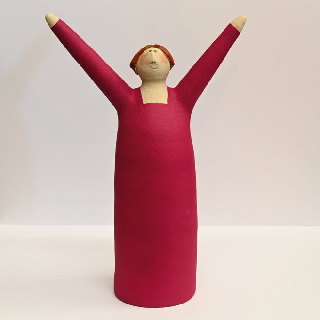 Vrolijke Vrouw, Freudenmädchen, Keramiek magenta H27cm