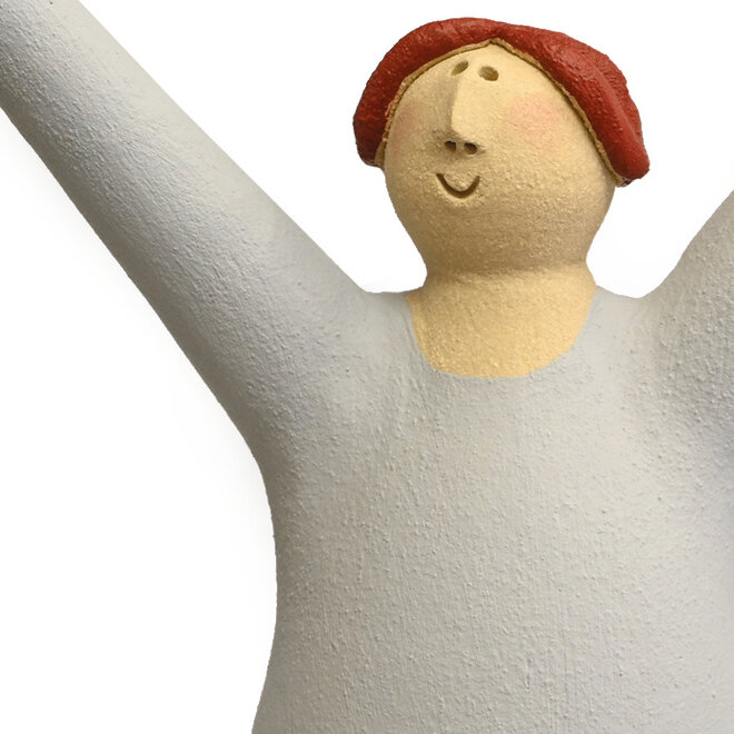 Vrolijke Vrouw, Freudenmädchen, lichtgrijs Keramiek H27cm