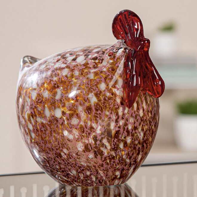 Glassculptuur Kip H14cm