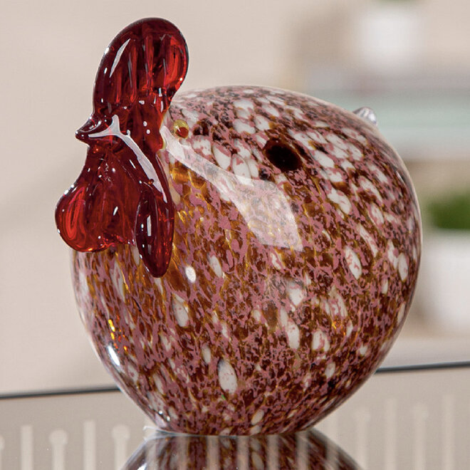 Glassculptuur Kip H12cm