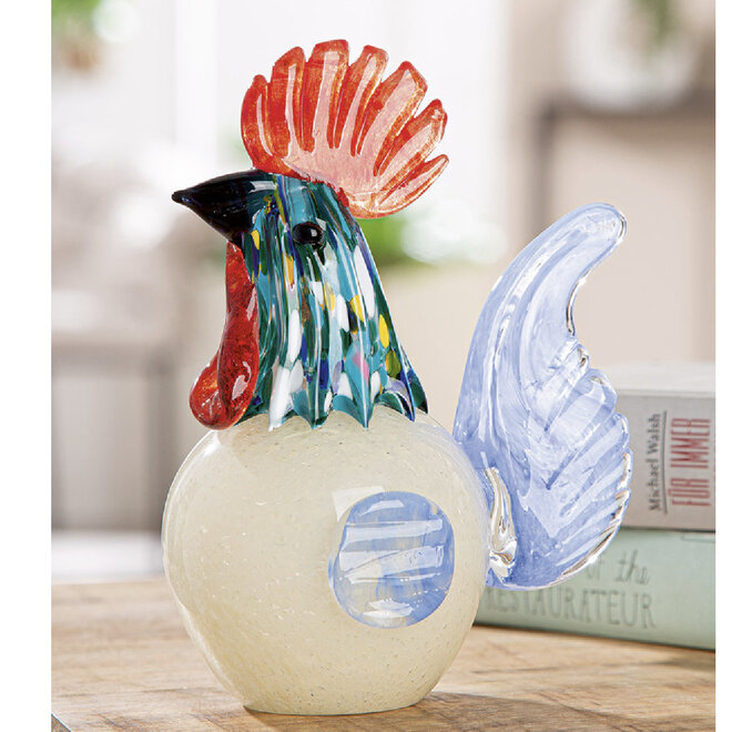 Glassculptuur Haan  H18cm