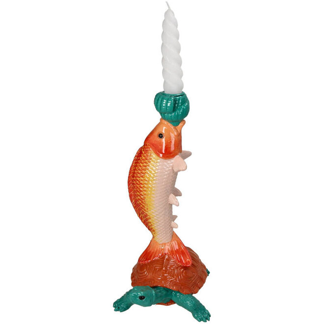 Kandelaar Vis en Schildpad, polyresin H29cm
