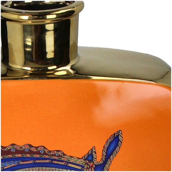 Stenen Vaas Dressuur Paard, goud, oranje, blauw  H34cm