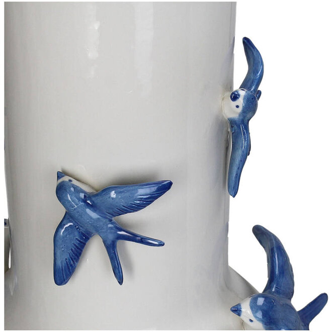 Vaas 3D Zwaluwen, blauw, wit H51cm