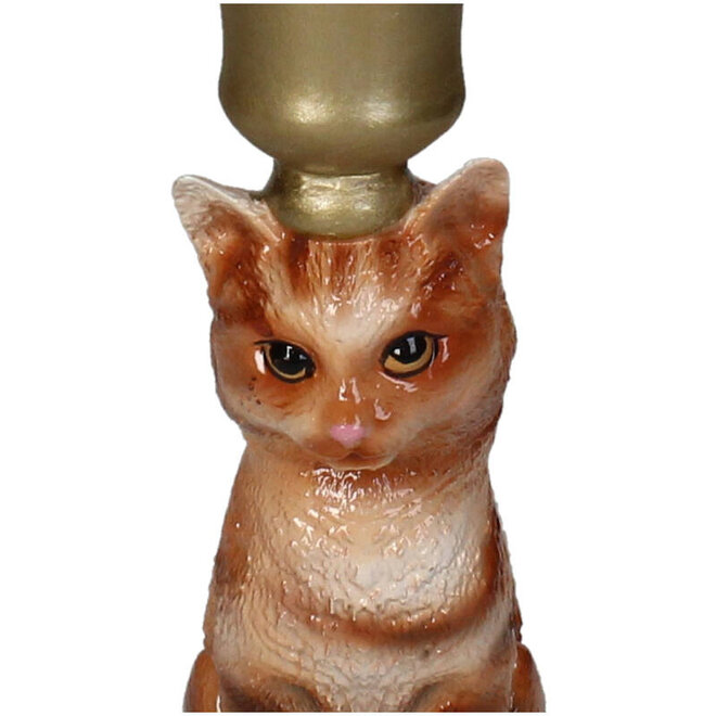 Decoratieve Kandelaar Rode Kat H18cm