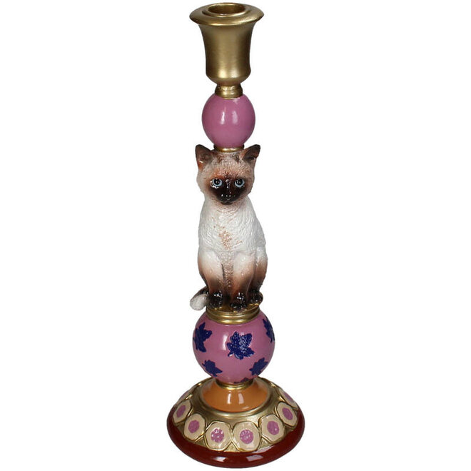 Decoratieve Kandelaar Bruine Kat H31cm