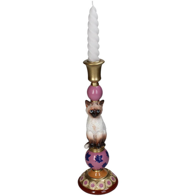 Decoratieve Kandelaar Bruine Kat H31cm