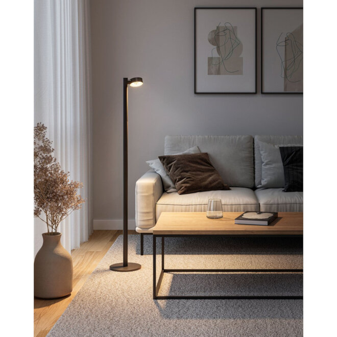 Sompex Oplaadbare Vloer/Leeslamp Ronda, Zwart H120 cm