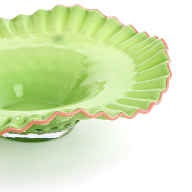 Glas Schaal Berane groen roze Ø42cm