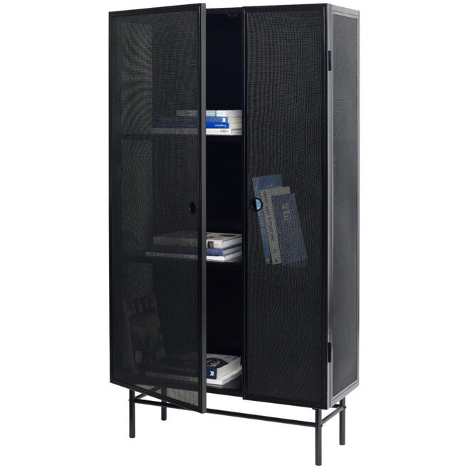 Metalen draaideurkast Mesh zwart H150cm