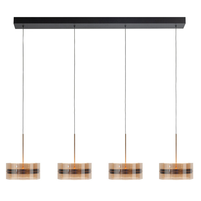 Hanglamp Enzo, 4 lichts, aan balk L115 cm, hoogte instelbaar