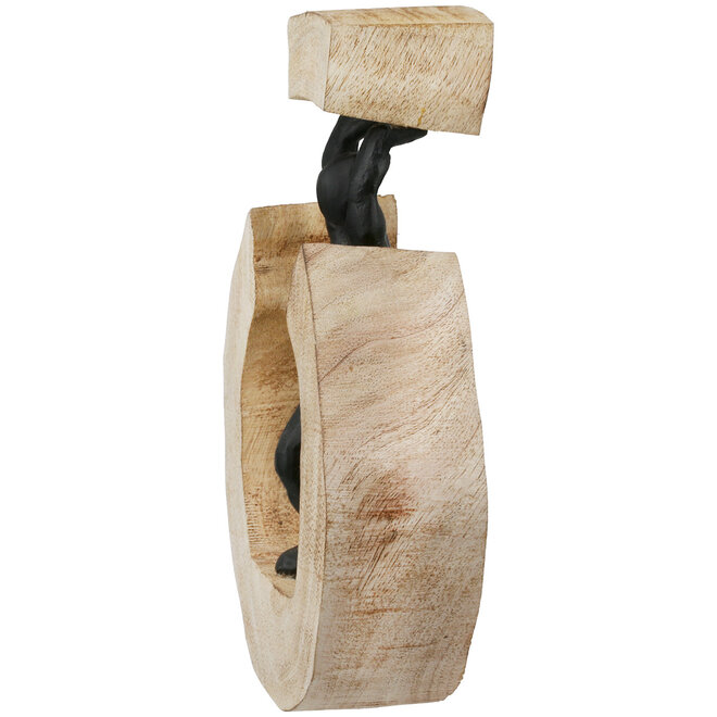 Sculptuur 'Strong', mangohout, aluminium H22cm