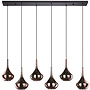 Hanglamp Almoster, 6 lichts, aan balk L320 cm, hoogte instelbaar