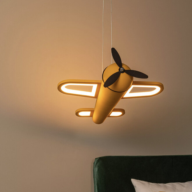 Hanglamp Vliegtuig Fokker geel 44cm