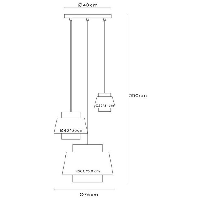 Hanglamp Tribute, 3 lichts, beige 76cm