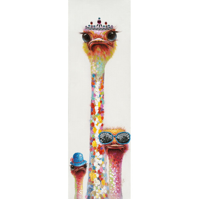 Canvas schilderij Ostriches Queen 50x160