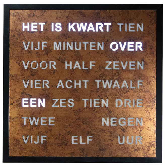 Woordklok Nederlands Epoxy, 40x40cm