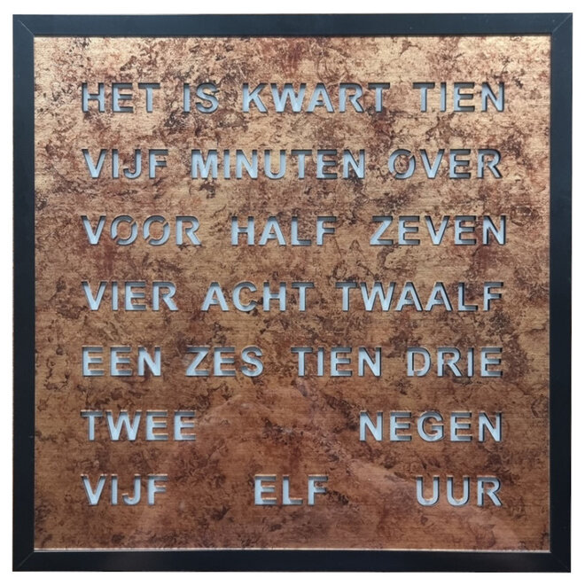 Woordklok Nederlands Epoxy, 40x40cm