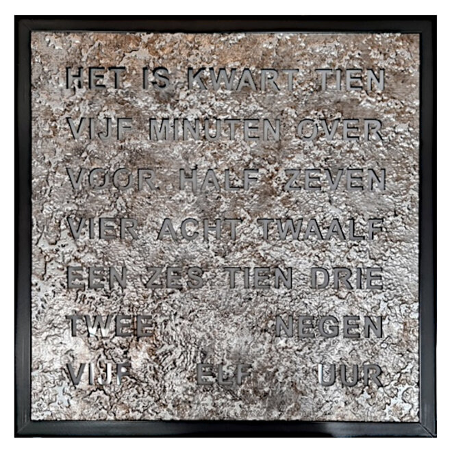 Woordklok Nederlands Grafiet, 40x40cm
