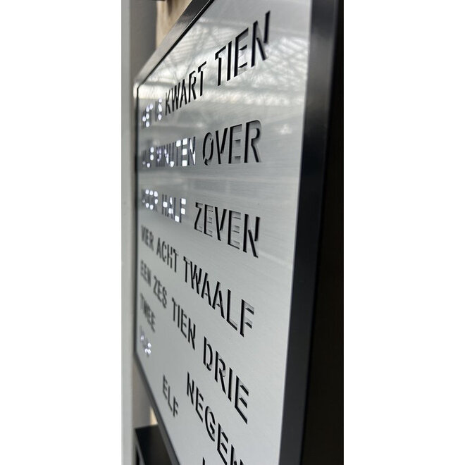 Woordklok Nederlands Zilver, 40x40cm