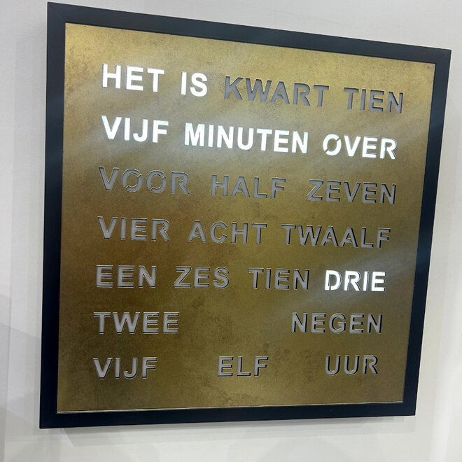 Woordklok Nederlands Goud, 40x40cm