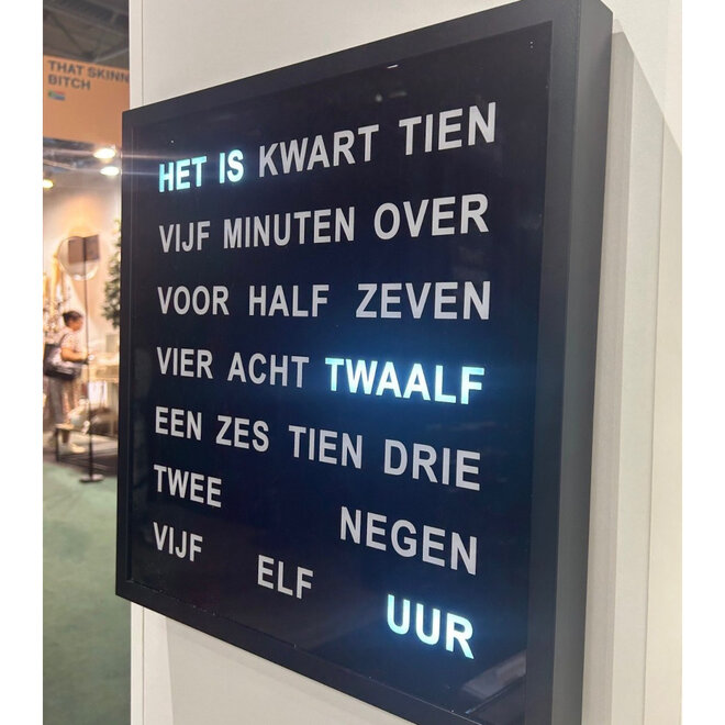 Woordklok Nederlands Zwart, 40x40cm