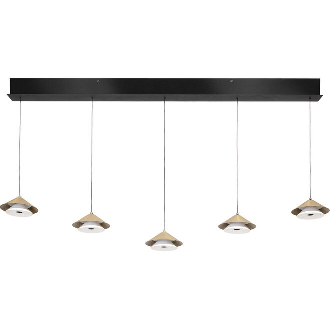 Hanglamp Jens, 5 lichts, aan balk L116 cm, hoogte instelbaar