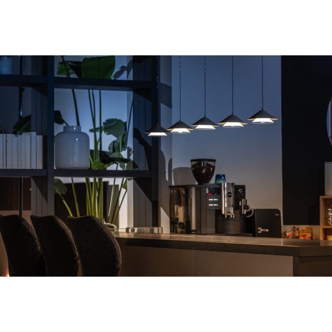 Hanglamp Jens, 5 lichts, aan balk L116 cm, hoogte instelbaar