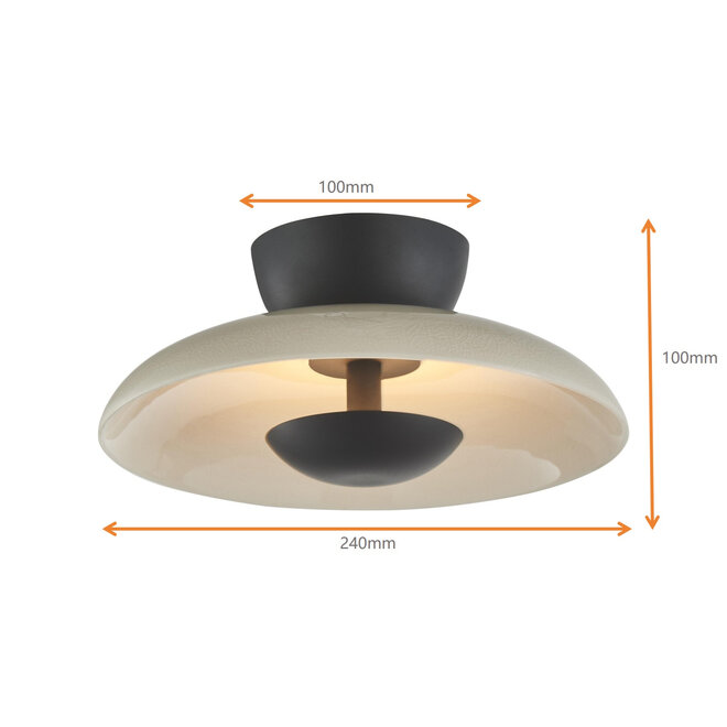 Plafonnière Bonny zwart, gebroken wit Ø24cm