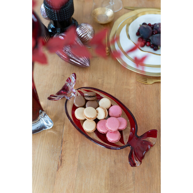 Decoratieve Schaal Candy, rood L34cm
