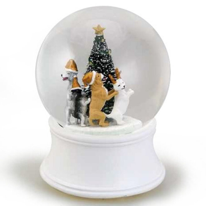 Sneeuwbol Dansende Hondjes + LED