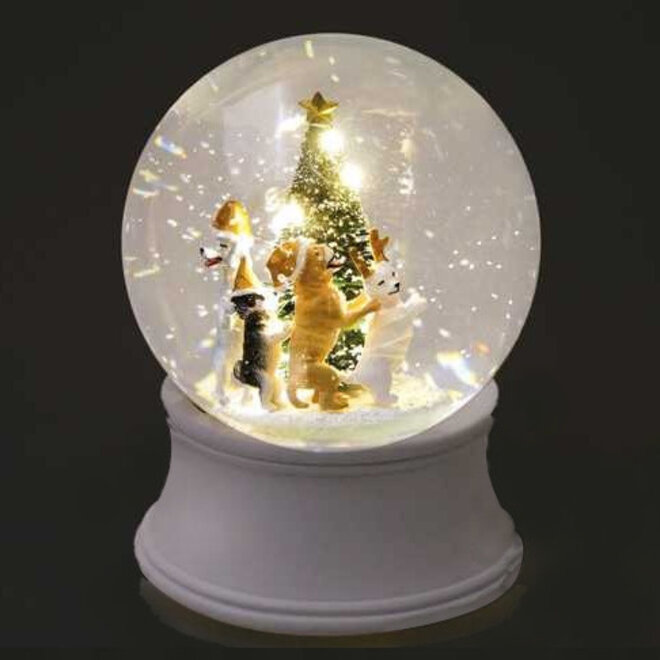 Sneeuwbol Dansende Hondjes + LED