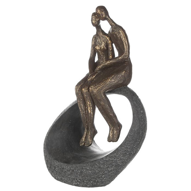 Figuur 'Moment', polyresin, antique bronze finish, H27cm