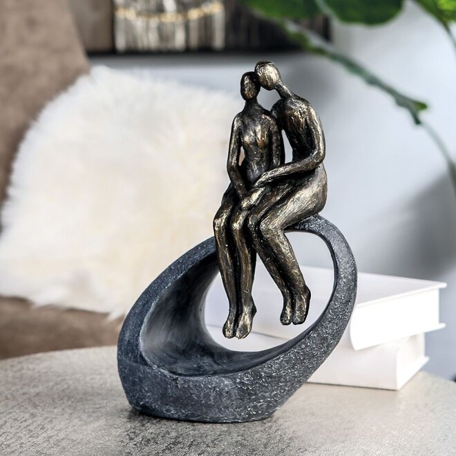 Figuur 'Moment', polyresin, antique bronze finish, H27cm