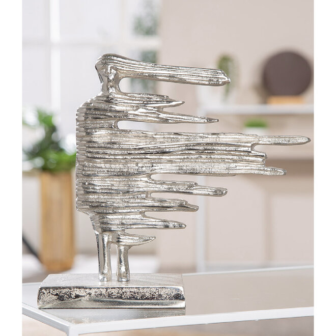 Beeld Verwaaien S, zilver, H26cm