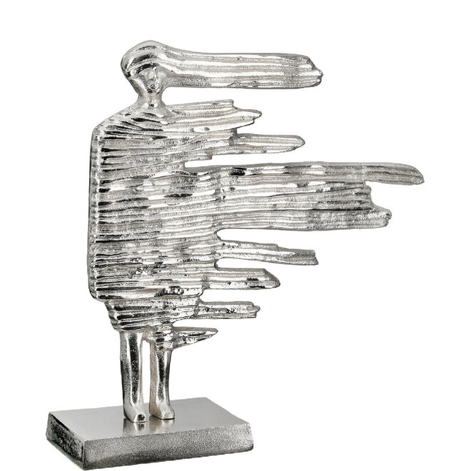 Beeld Verwaaien S, zilver, H26cm