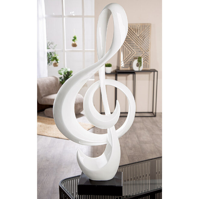 Sculptuur 'Clef' glossy roomwit, H83cm