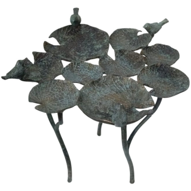 Binnen/buiten Bijzettafel Waterlelie en Vogels H55cm