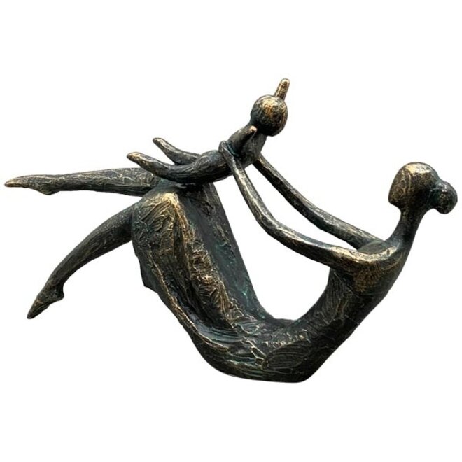 Figuur 'Moeder met Kind', polyresin, antique bronze finish, B33cm