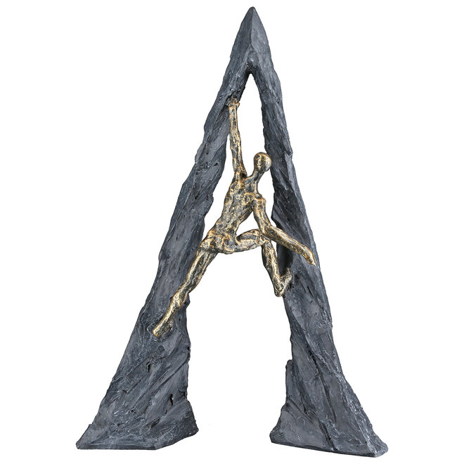 Figuur 'Climber', polyresin, antique bronze finish, H36cm