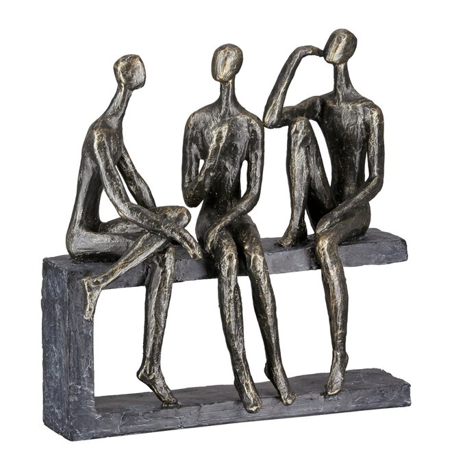 Figuur 'Conversation', polyresin, antique bronze finish, H25cm