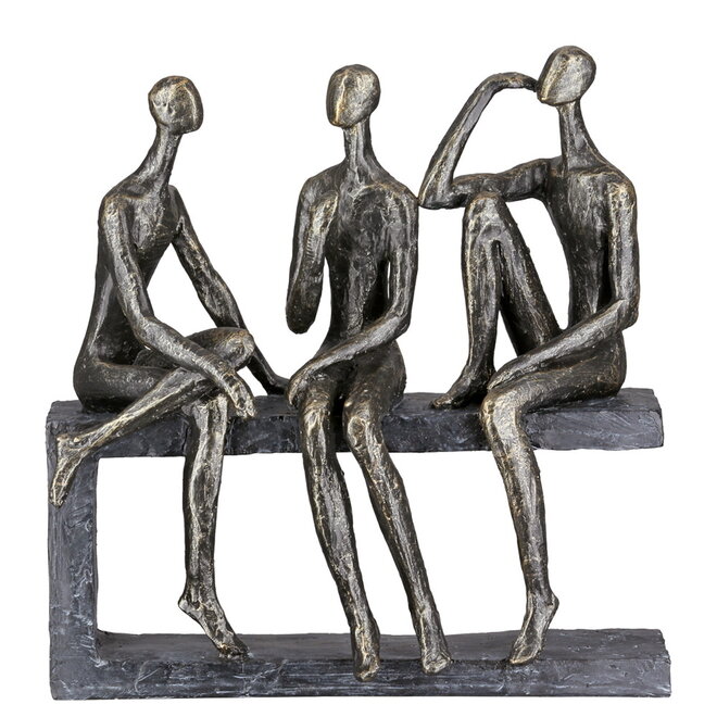 Figuur 'Conversation', polyresin, antique bronze finish, H25cm