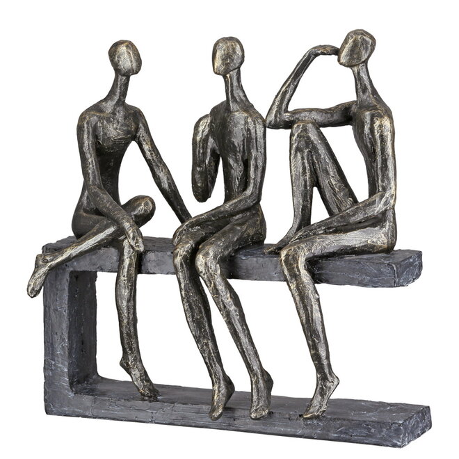 Figuur 'Conversation', polyresin, antique bronze finish, H25cm