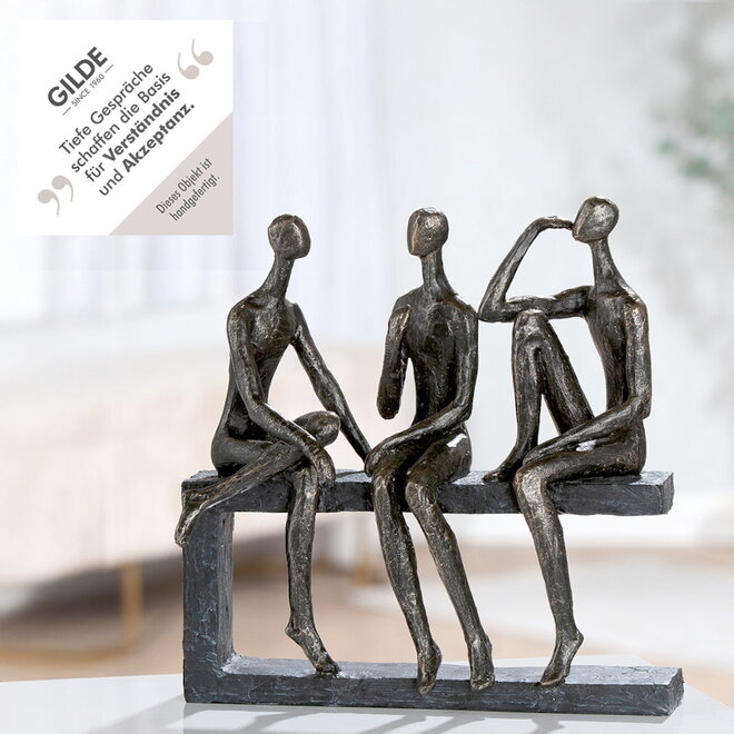 Figuur 'Conversation', polyresin, antique bronze finish, H25cm