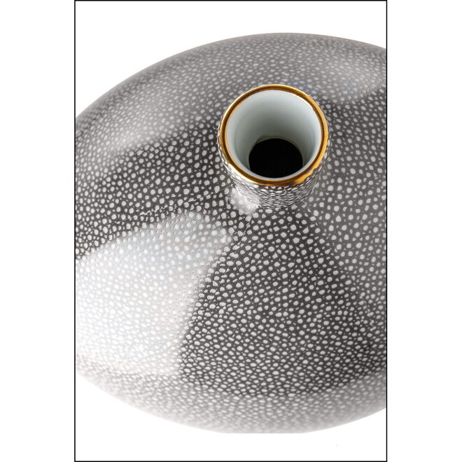 Porseleinen bolvaas Athina, grijs/crème H34cm