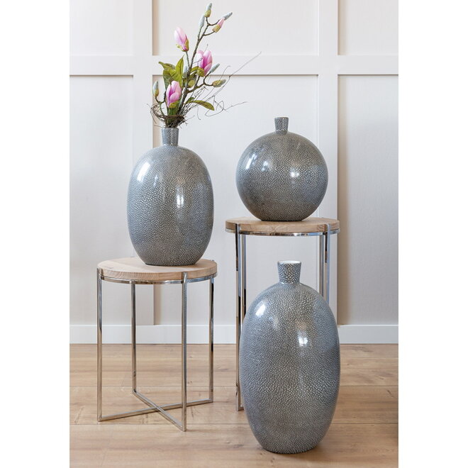 Porseleinen bolvaas Athina, grijs/crème H34cm