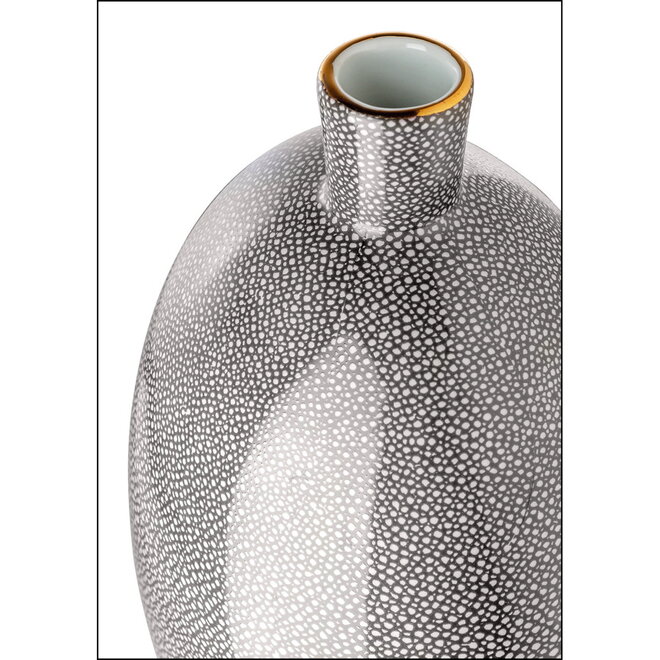 Porseleinen vaas Athina, grijs/crème H42cm