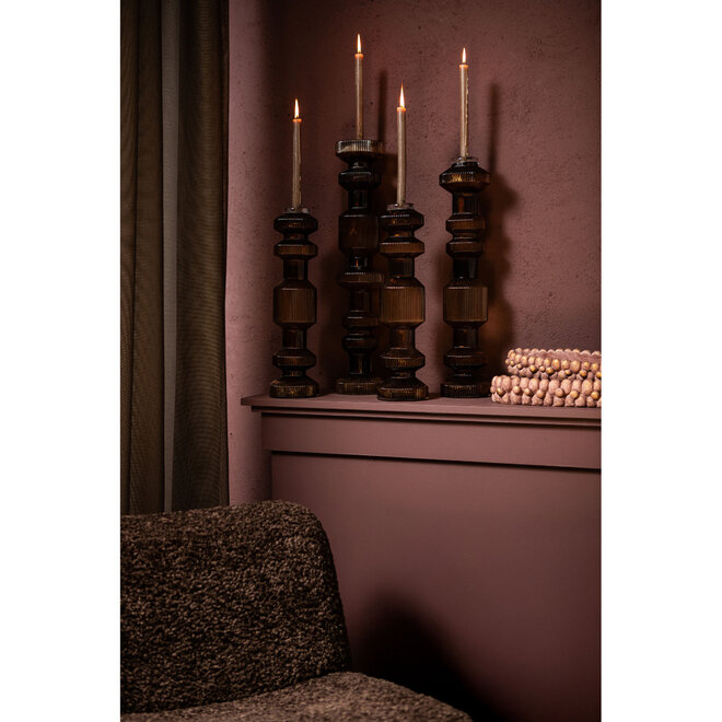 Glazen Kandelaar Galinda L, bruin H64cm