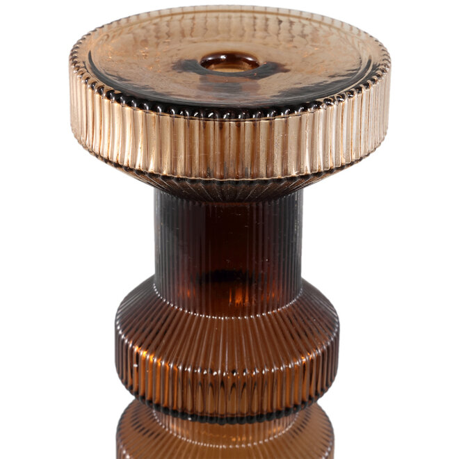 Glazen Kandelaar Galinda L, bruin H64cm